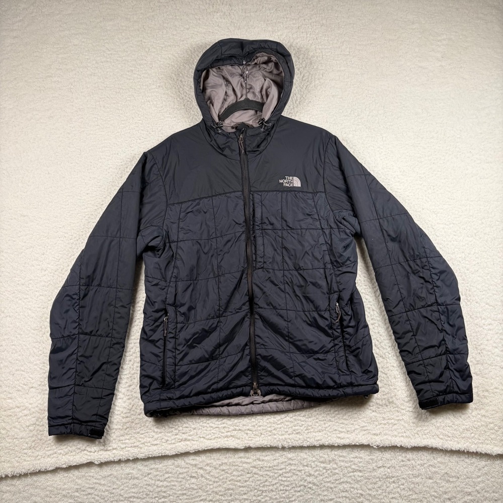 The North Face Puffer Jacket Mens Hooded Quilted Insulated M Black